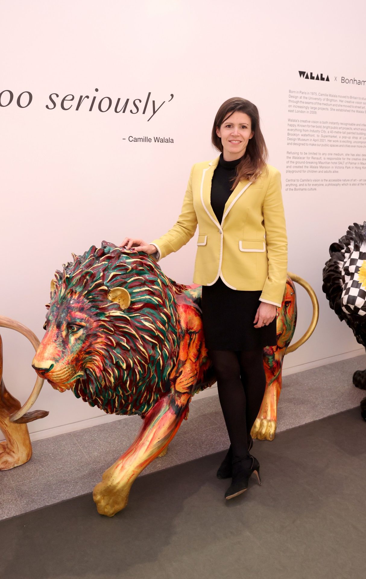 Artist Hannah Shergold with Brian The Lion (Photo by Chris Jackson/Getty Images for Tusk Trust)
