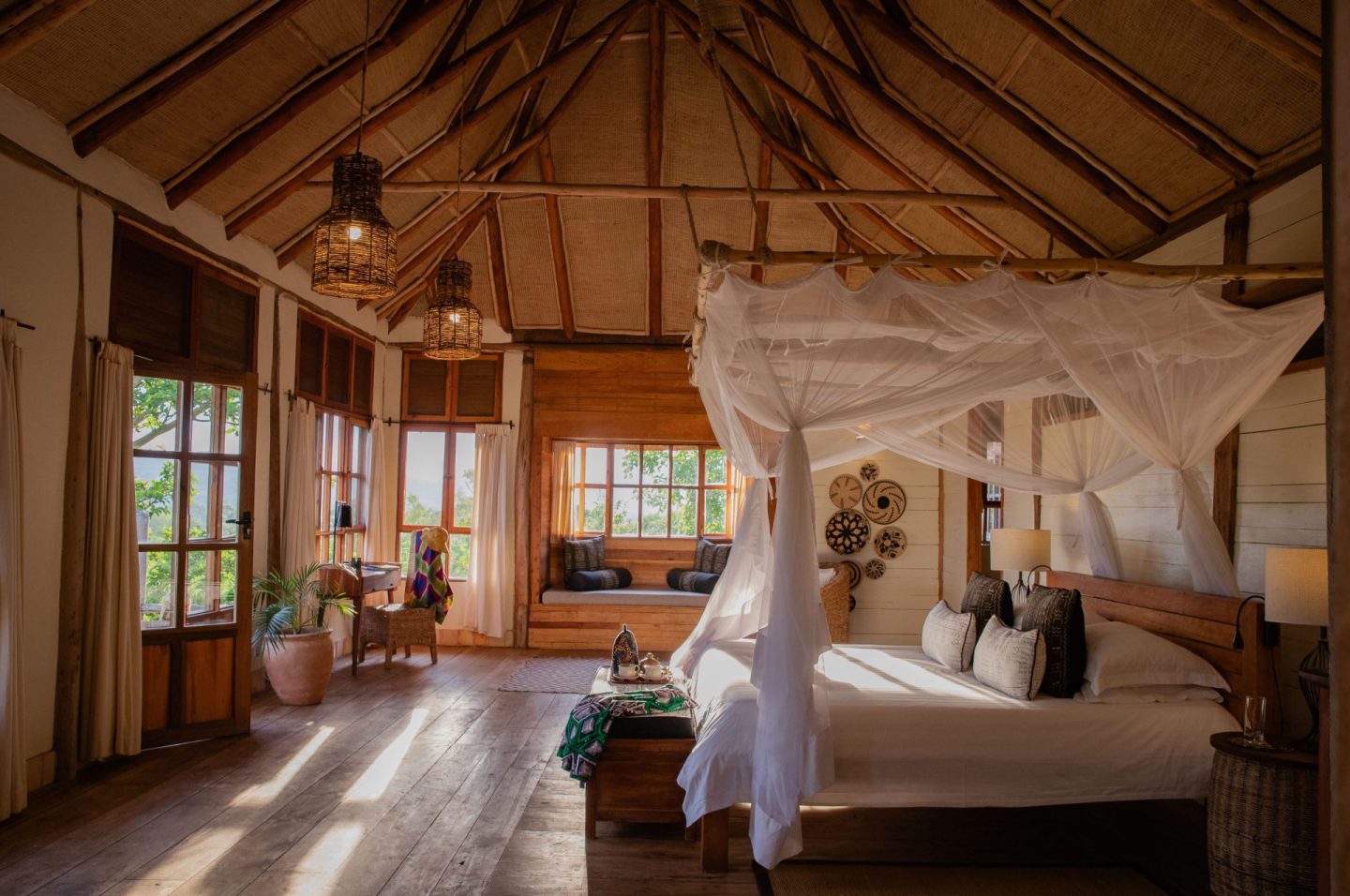 Stay: Large, open plan suites to lay your head at night, waking to the early morning bird song. ©Volcanoes Safari